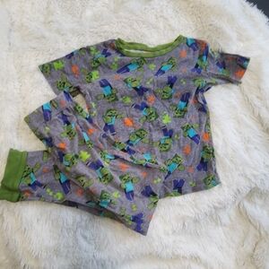 Mojang minecraft stretchy pajama set short sleeve long pants boy's size 10
